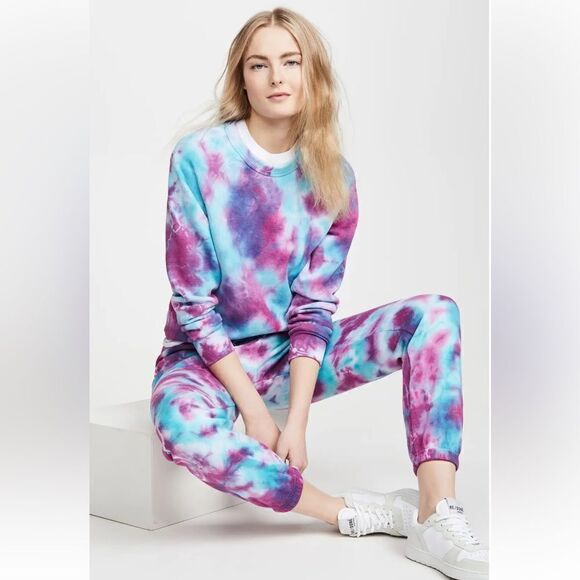 New Aviator Nation HAND DYED LIGHT WEIGHT CREW SWEATSHIRT Pink/Turquoise Medium - Picture 14 of 14